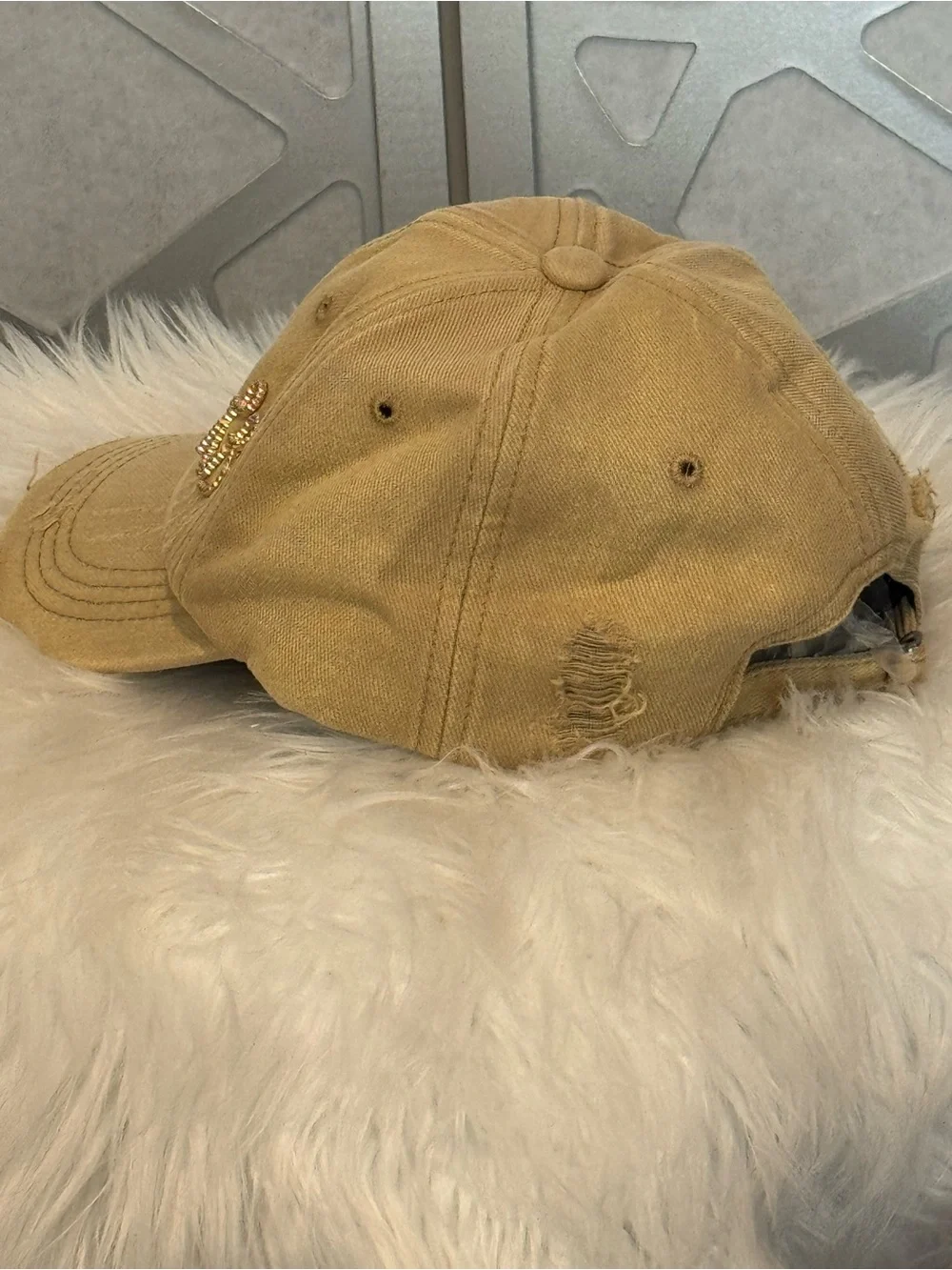 New Arrivals! Fashion Distressed Tan Baseball Cap with RB Logo